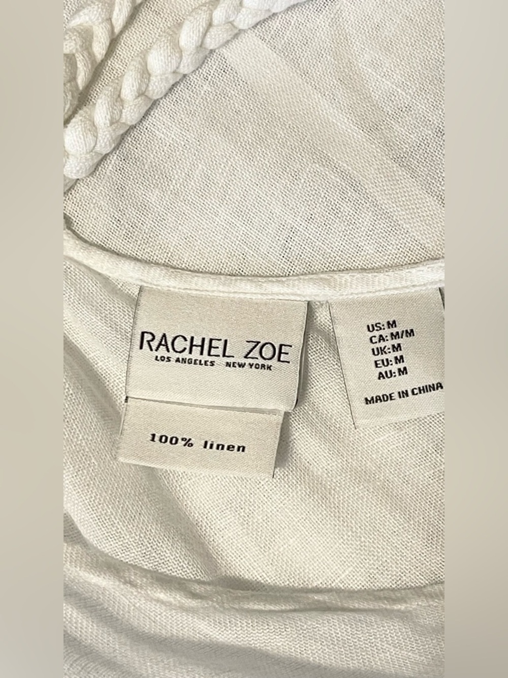 Rachel Zoe White Linen Braided Strap Dress - Picture 4 of 8
